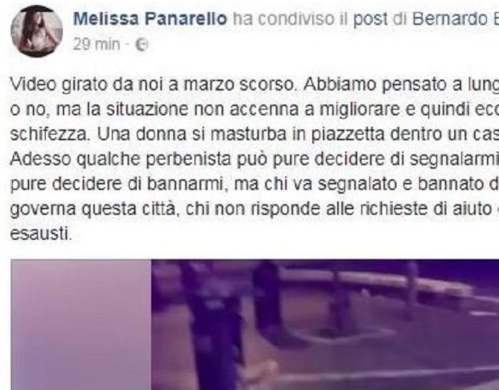 Melissa Panarello posta video di ragazza che si tocca a Roma, Facebook la blocca
