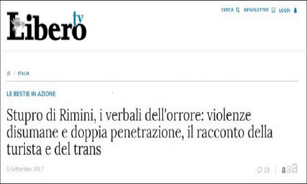 Stupri Rimini, Fnsi e Odg contro Libero: "Due volte vittime. Chiesto provvedimento disciplinare"