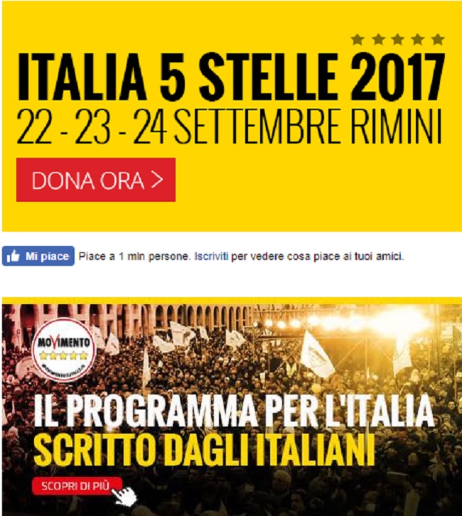 M5S, Italia 5 Stelle a Rimini: il programma completo. E sabato sera annuncio del candidato premier