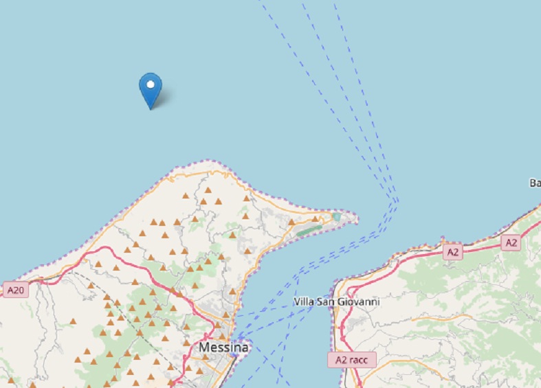 Terremoto Sicilia, scossa del 3.1 al largo di Messina e Villa San Giovanni