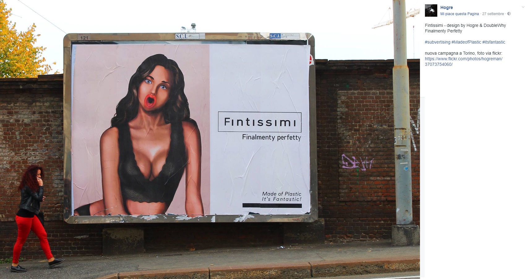 "Fintissimi", writer modifica pubblicità a Torino: Irina Shayk diventa di plastica
