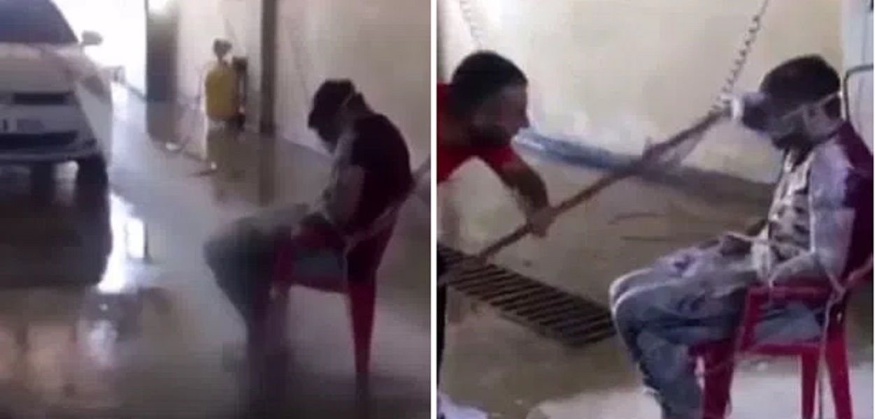 Turchia, legato sulla sedia, getto d'acqua addosso