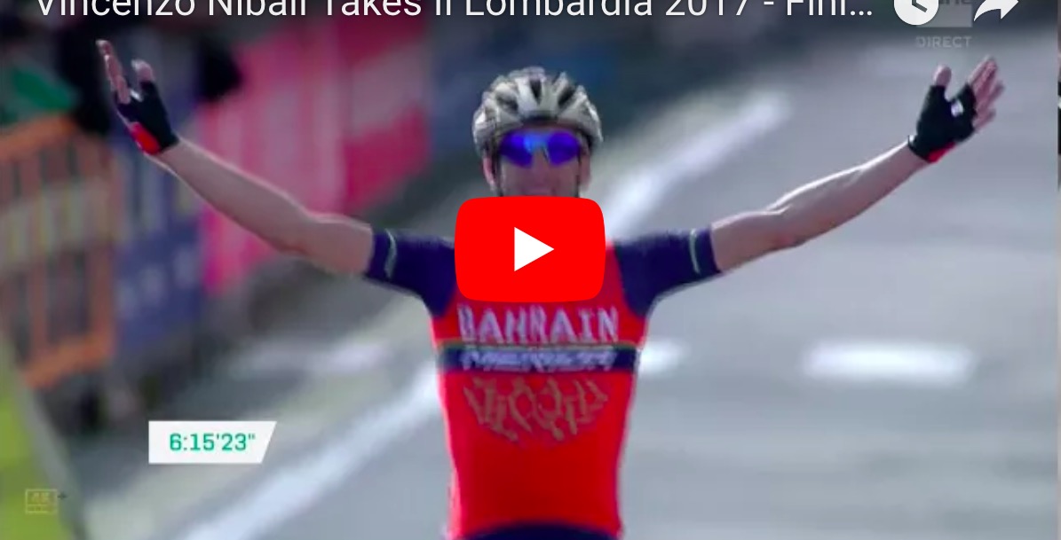 YOUTUBE Vincenzo Nibali vince il giro di Lombardia 2017