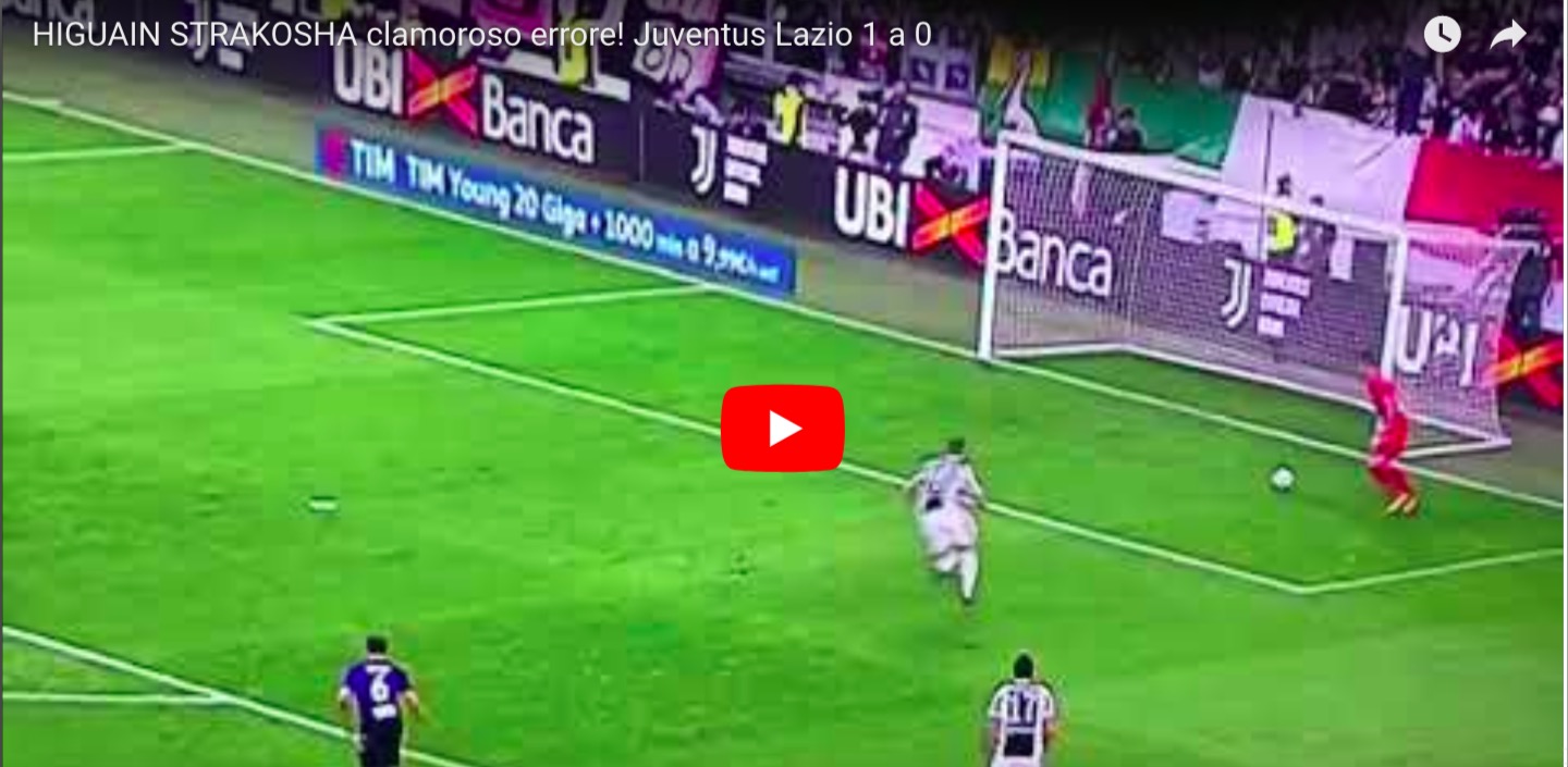 YOUTUBE Strakosha-Higuain, VIDEO: papera del portiere, traversa del bianconero