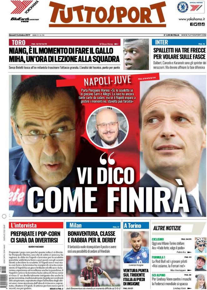 Calcio, rassegna stampa 5 ottobre: l'Italia si gioca il Mondiale