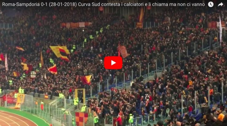 Roma-Sampdoria, la Curva Sud contesta Pallotta e Baldissoni (VIDEO e FOTO)