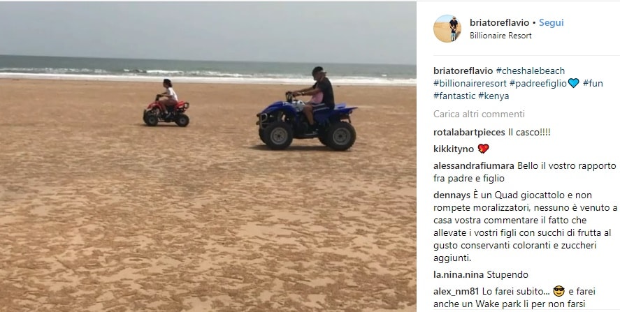 Flavio Briatore, figlio Nathan sul quad a 7 anni senza casco: critiche su Instagram VIDEO