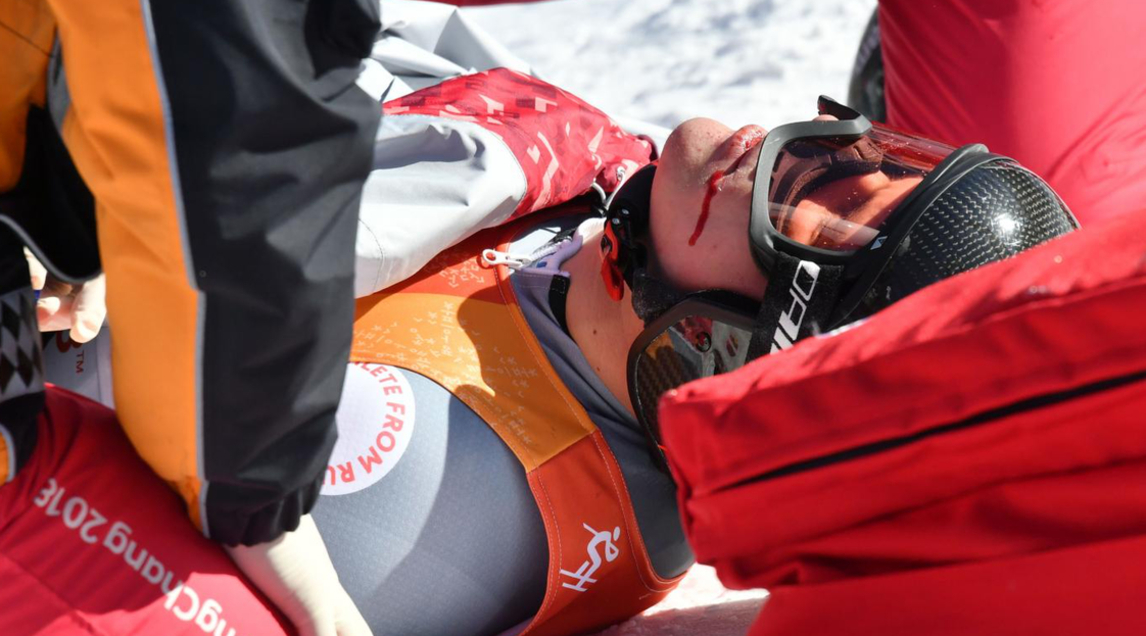 Olimpiadi invernali 2018, spaventoso volo di Trikhichev