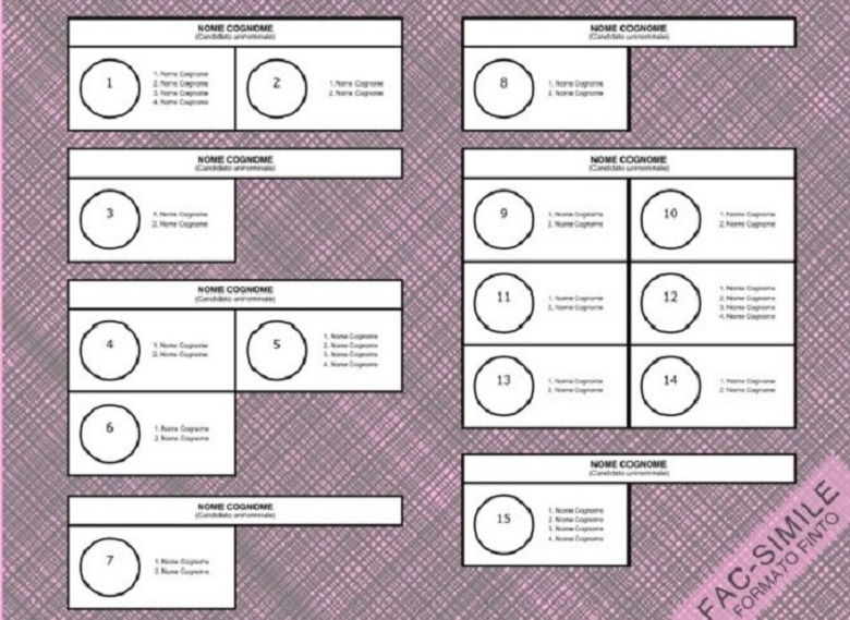 Il fac simile della scheda elettorale per le elezioni politiche di domenica 4 marzo