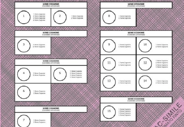 Il fac simile della scheda elettorale della Camera