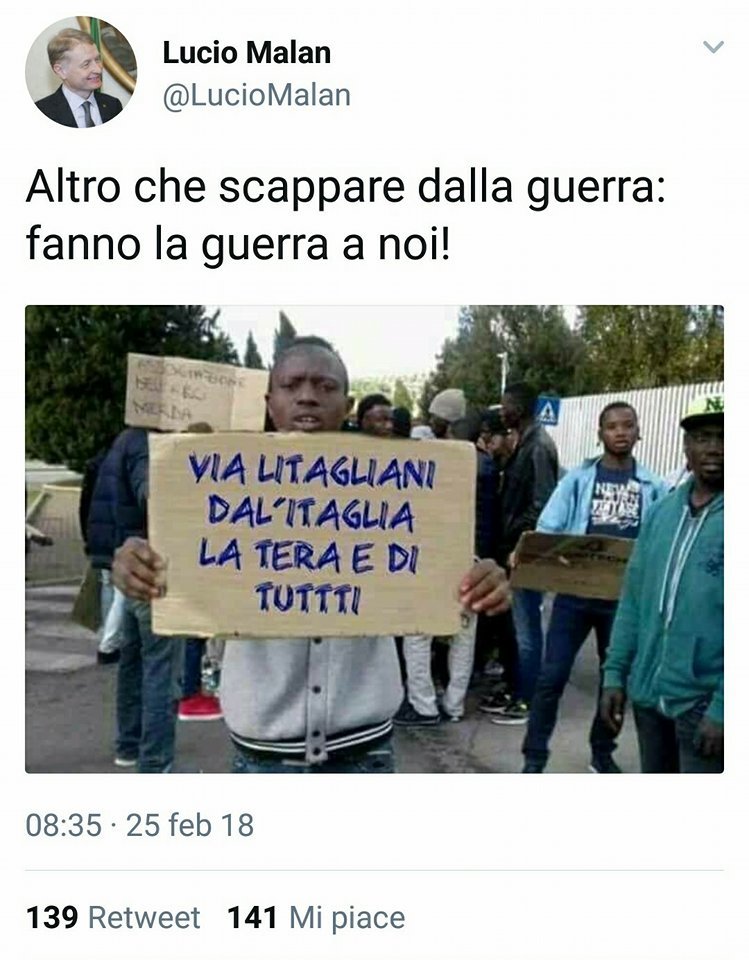 Il tweet del senatore di Forza Italia