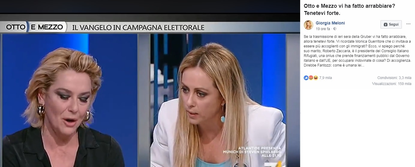 Giorgia Meloni: "Monica Guerritore mi attacca sui migranti? Il marito..."