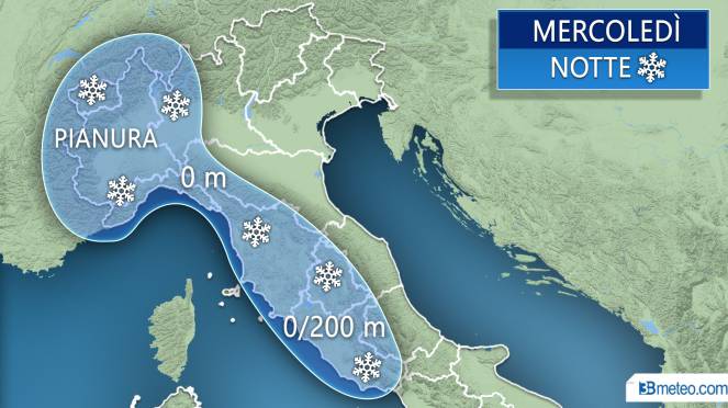 meteo neve mercoledì