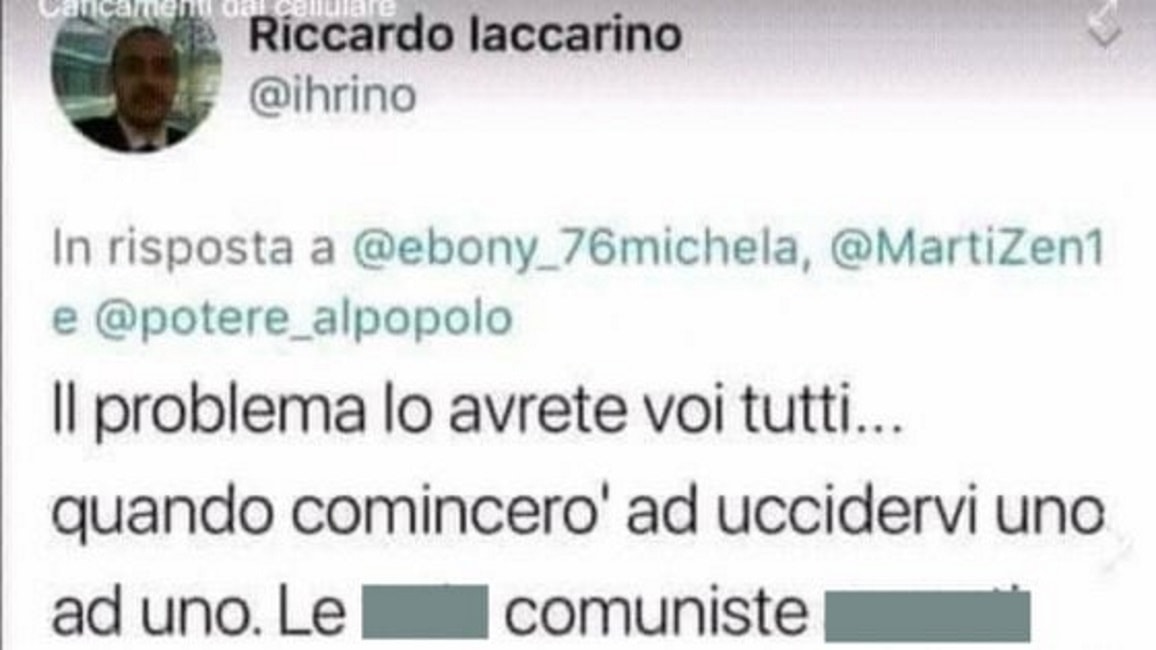 Riccardo Iaccarino, Twitter oscura candidato di Forza Nuova: "Troppo razzismo"