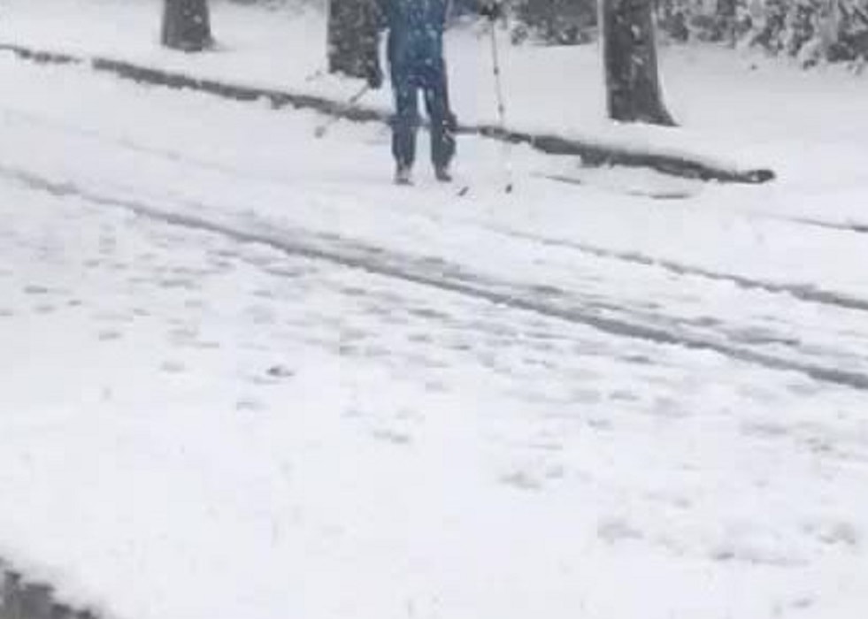Neve a Roma, a Villa Borghese c'è chi fa sci di fondo VIDEO