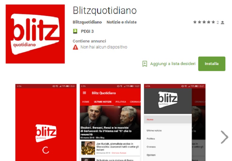 App per Android di Blitzquotidiano: è gratis, scaricatela da Google Play