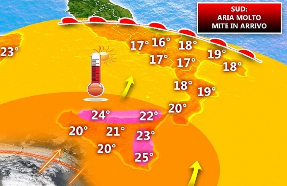 Meteo weekend 3-4 marzo: pioggia e freddo al nord, temperature fino a 25 gradi al sud