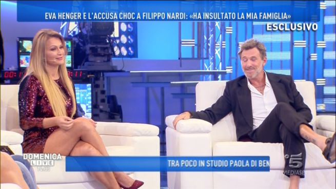 Filippo Nardi a Domenica Live chiede scusa a Eva Henger. Disse al marito: "Mi faccio la tua famiglia" prima dell'Isola dei Famosi