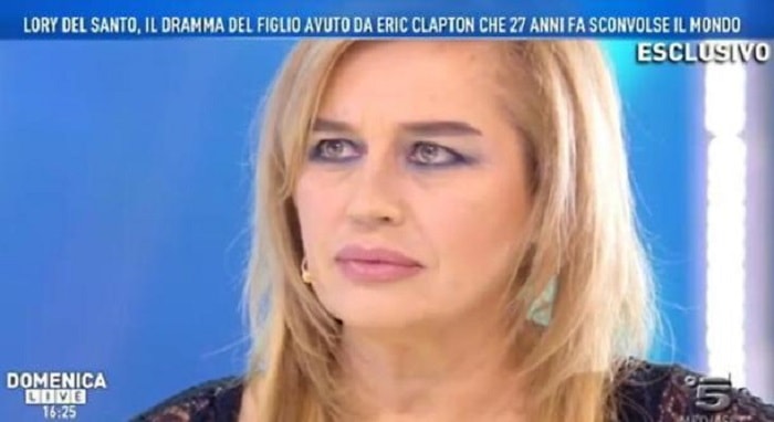 Lory Del Santo a Domenica Live, la storia con Eric Clapton e il giorno in cui morì Conor