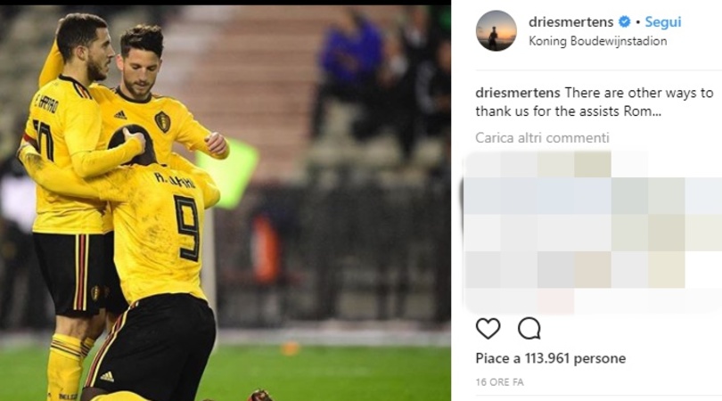 Dries Mertens, la battuta a luci rosse su Romelu Lukaku virale sui social