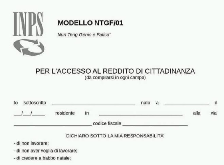 Un falso modulo per il reddito di cittadinanza
