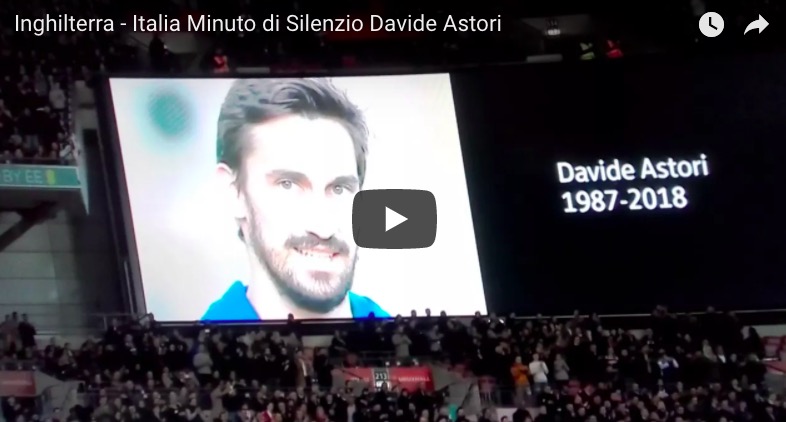 YOUTUBE Davide Astori, Inghilterra-Italia: minuto di silenzio prima della partita