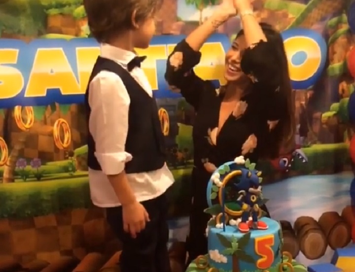 Belen Rodriguez e la festa di compleanno per i 5 anni di Santiago