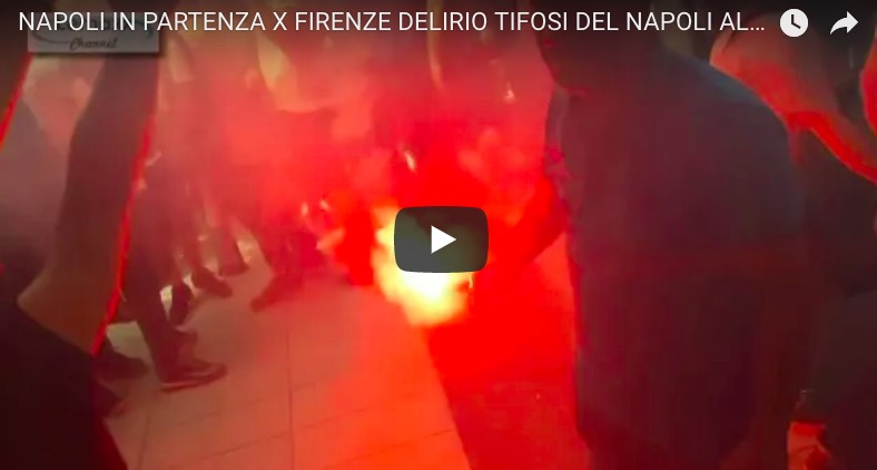 YOUTUBE Napoli in partenza per Firenze, i tifosi invadono la stazione con cori e bandiere