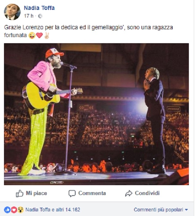 Le Iene Nadia Toffa palco Jovanotti