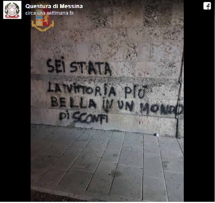 La foto postata dalla questura di Messina
