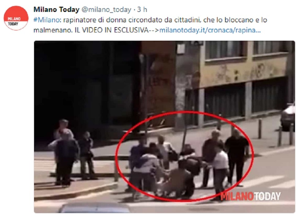 milano rissa strada calci