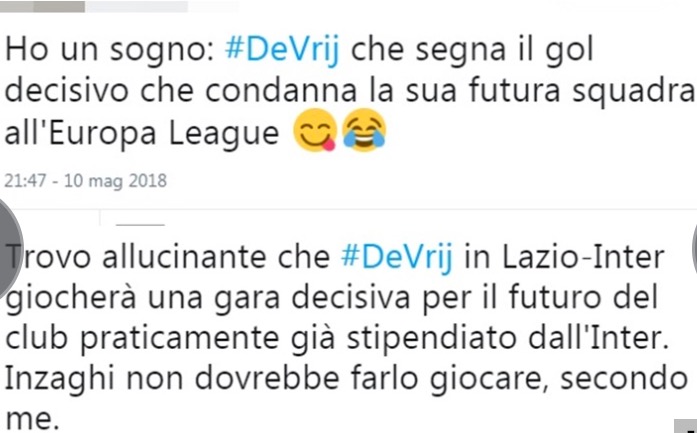 Lazio-Inter vale un posto Champions, scoppia la polemica su de Vrij