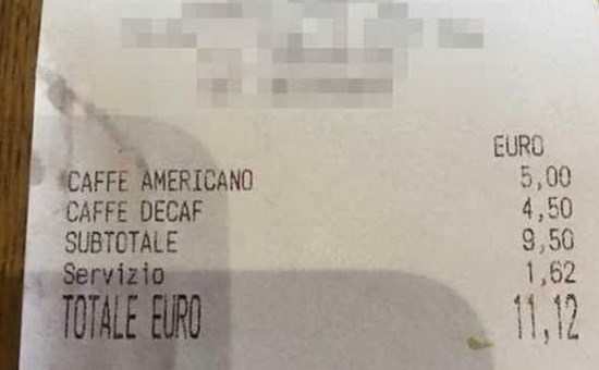 scontrino roma caffè