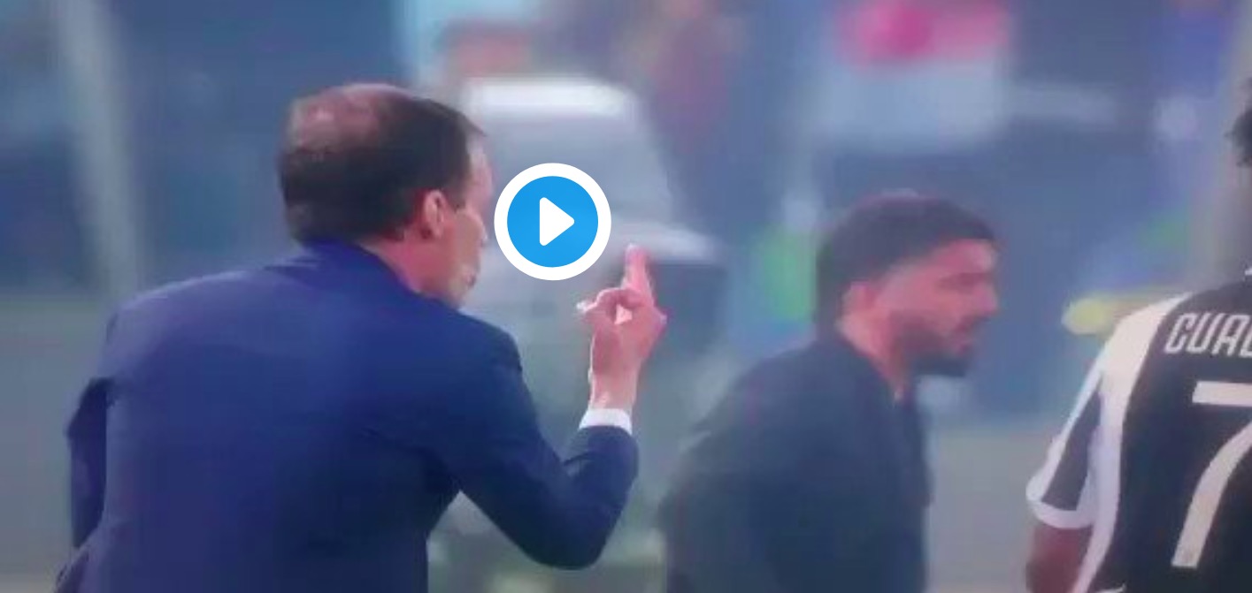 Juventus-Milan, video: il "pugno" Allegri a Cuadrado spopola sui social