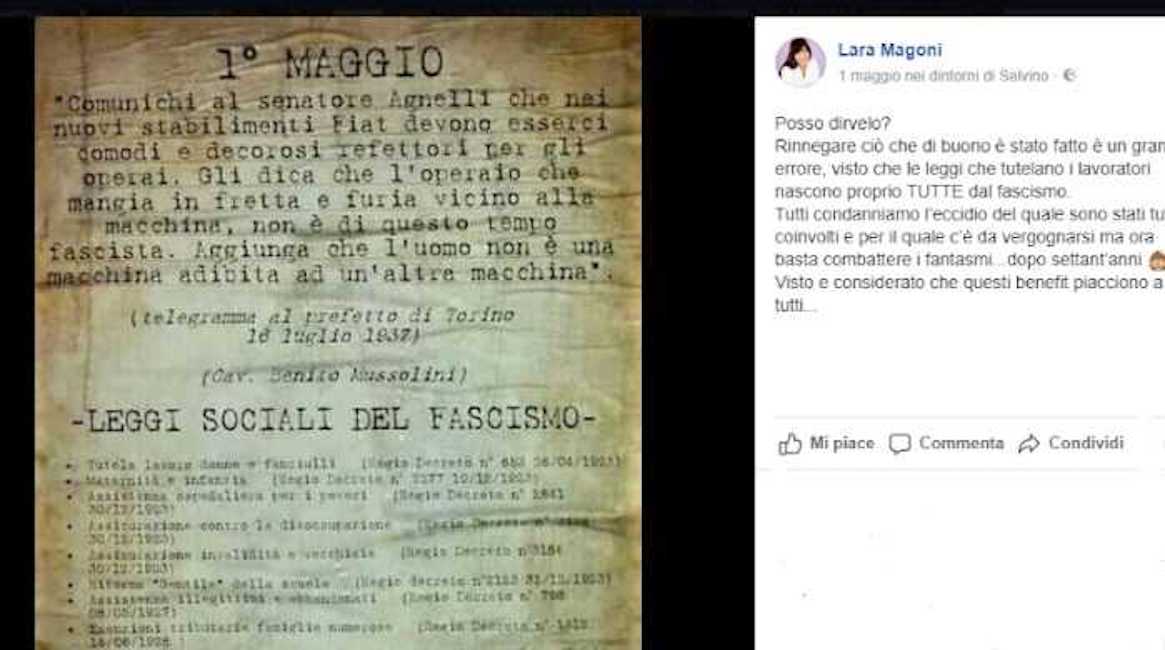 Lara Magoni, assessore Lombardia elogia le leggi per il lavoro di Mussolini. Ma è una bufala