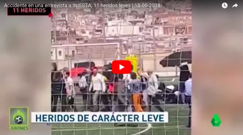 YOUTUBE Incidente durante l'intervista Iniesta, undici feriti