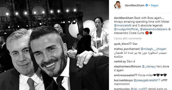 David Beckham, gaffe Instagram: sbaglia il nome di Costacurta FOTO
