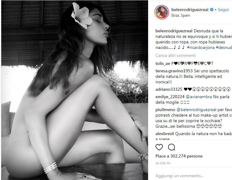 Belen Rodriguez nuda su Instagram: la foto fa impazzire i fan