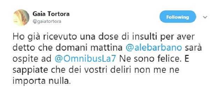 Gaia Tortora insultata per aver ospitato a Omnibus Alessandro Barbano