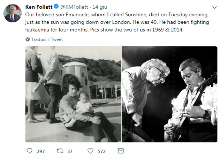 Ken Follett, è morto il figlio Emanuele