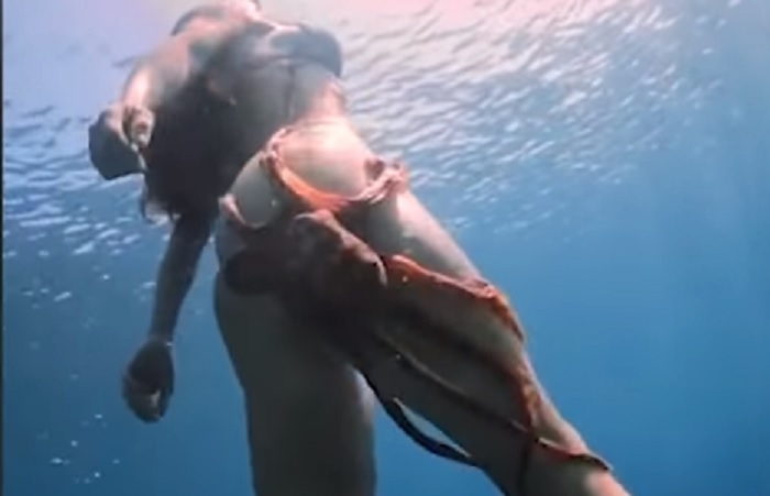 YOUTUBE Polpo si attacca alla coscia di una ragazza per un "passaggio"