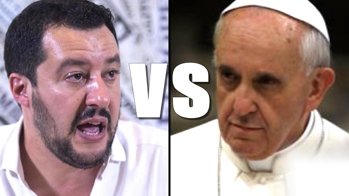 Matteo Salvini tira le orecchie al Papa. Dopo Malta, Tunisia, Francia, Germania ora tocca al Vaticano