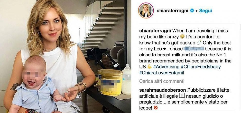 Chiara Ferragni e lo spot (vietato) del latte artificiale. Post scompare travolto dalle critiche