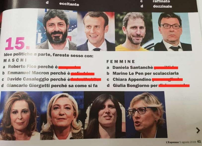 L'Espresso sondaggio: con quale politico andresti a letto? Poi le scuse