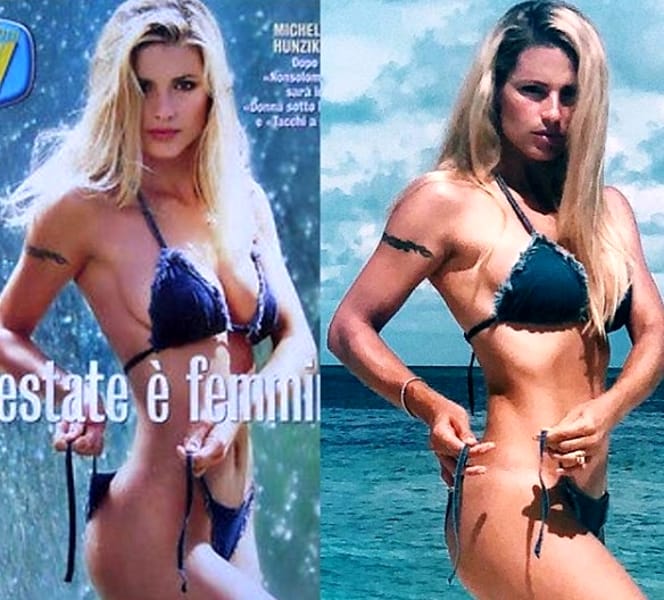 Michelle Hunziker, stesso bikini 20 anni dopo