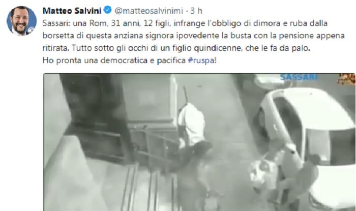 Salvini tweet roma ruspa