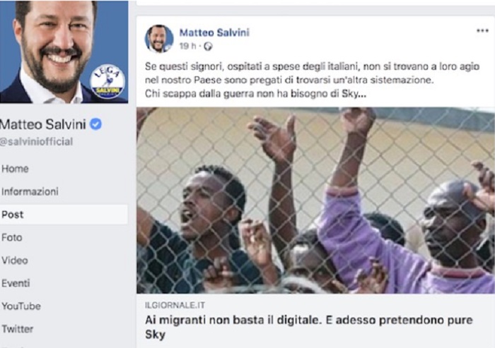 Matteo Salvini post Facebook
