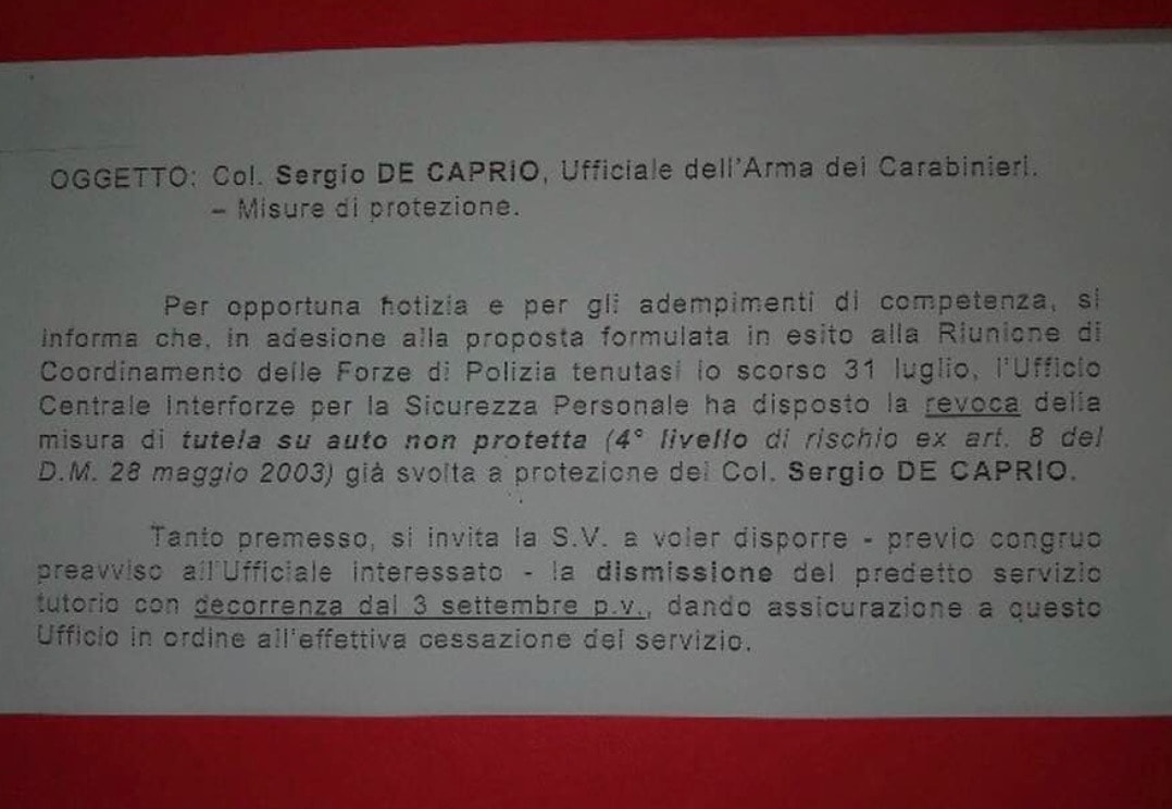 Capitano Ultimo, tolta la scorta. Rita Dalla Chiesa a Salvini: "A Saviano sì e a lui no?"