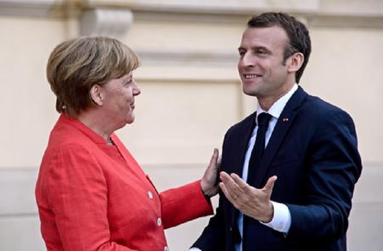 Emmanuel Macron e Angela Merkel (foto Ansa)