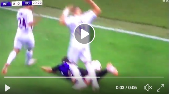 Inter-Fiorentina, D'Ambrosio-Mirallas: per arbitro non è rigore (VIDEO)